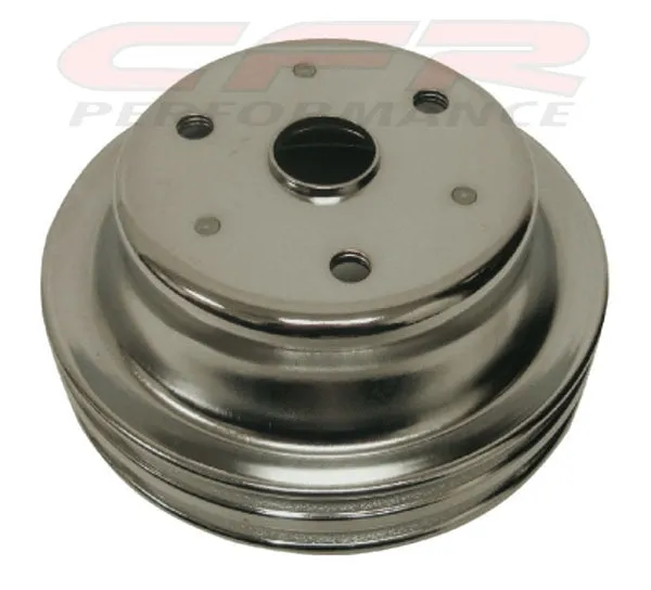 1969-85 CHEVY SMALL BLOCK CHROME STEEL CRANKSHAFT PULLEY - LONG (2 GROOVE)