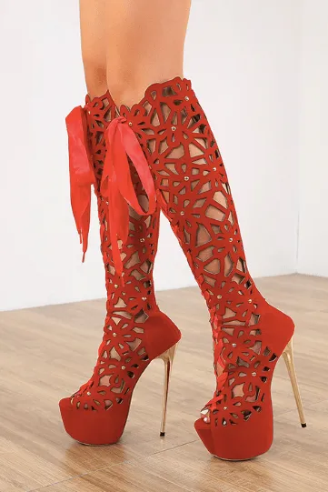 American catwalk high-heeled ribbon sandals