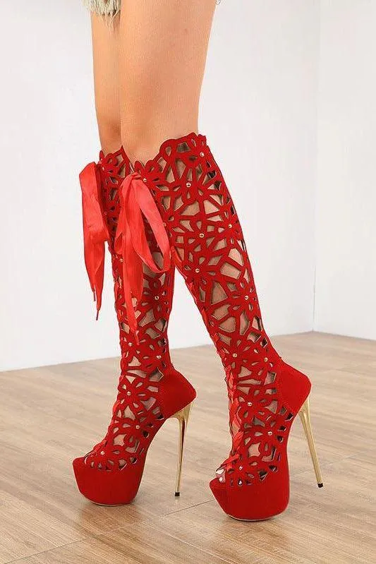 American catwalk high-heeled ribbon sandals