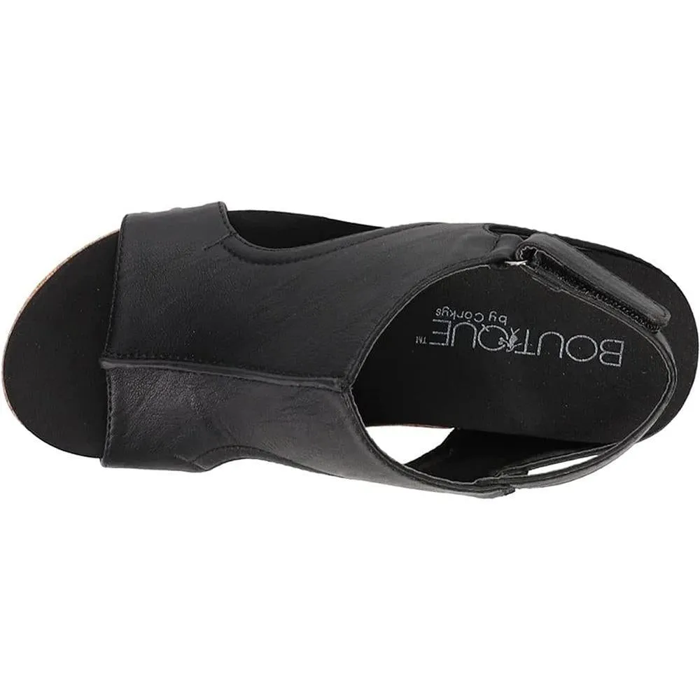 Carley Black Smooth Corky's Wedges
