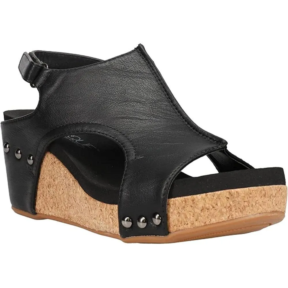 Carley Black Smooth Corky's Wedges