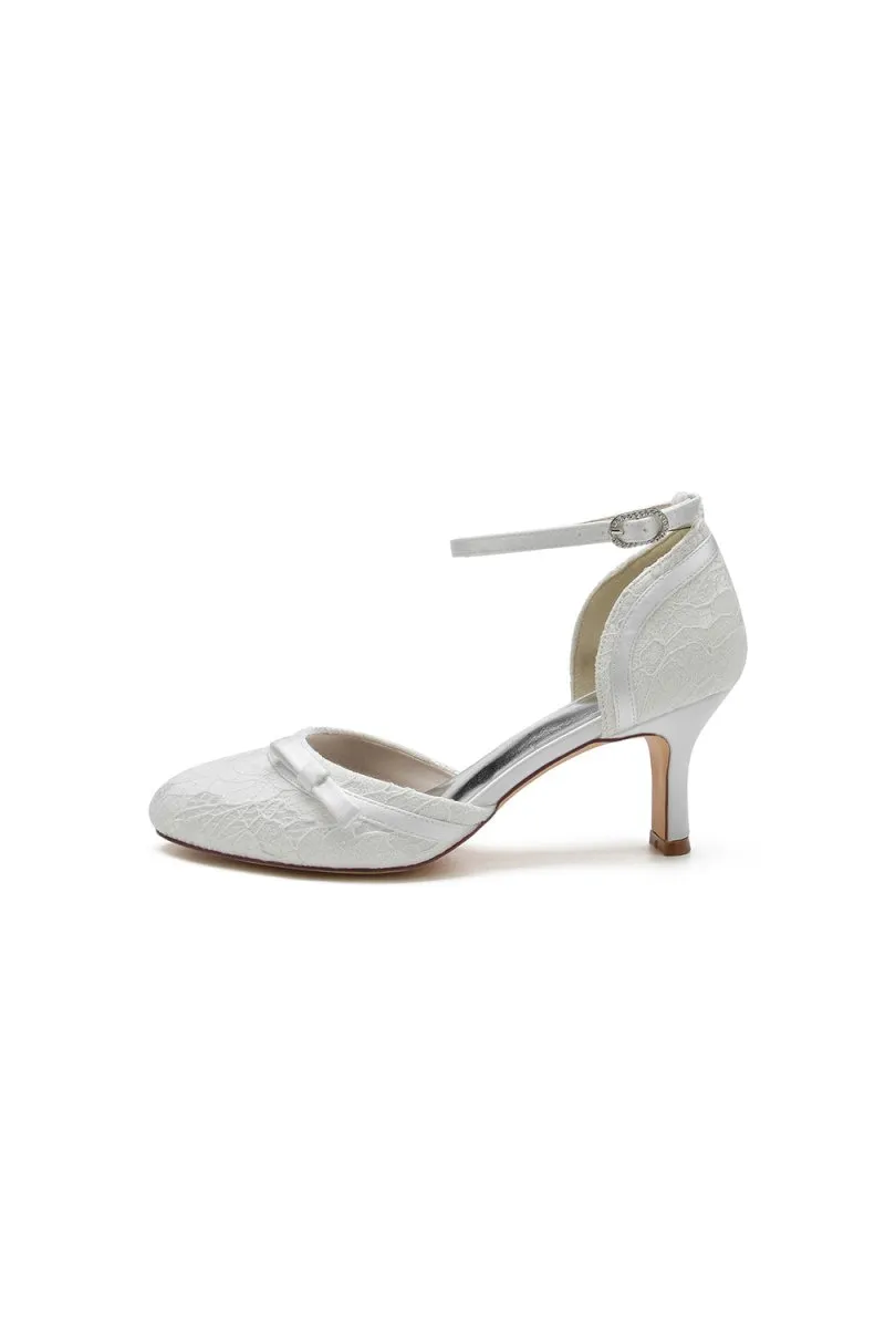 Chic White Lace Pointed-Toe Heels with Silver Heel