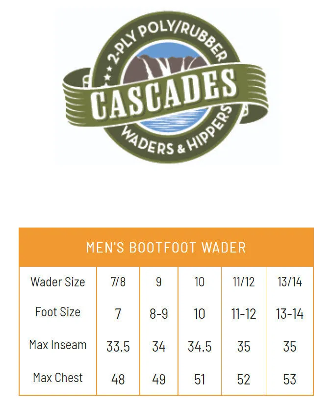Frogg Toggs Mens Green Cascades 2-Ply Poly/Rubber Cleated Bootfoot Hip Waders