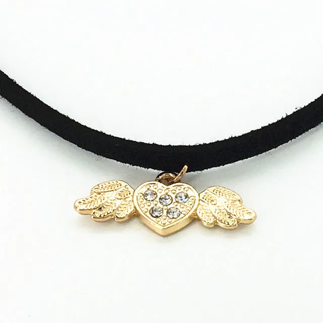 Hot new torques Bijoux Plain Black Velvet Ribbon crystal pendant necklace Maxi statement Chokers Necklace for women 2016 jewelry