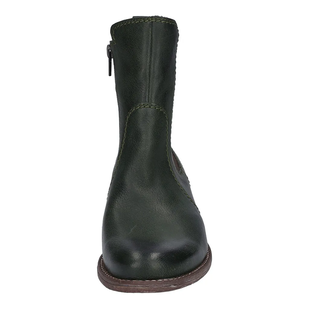 Josef Seibel Sienna 80 Ladies Olive Leather Side Zip Ankle Boots