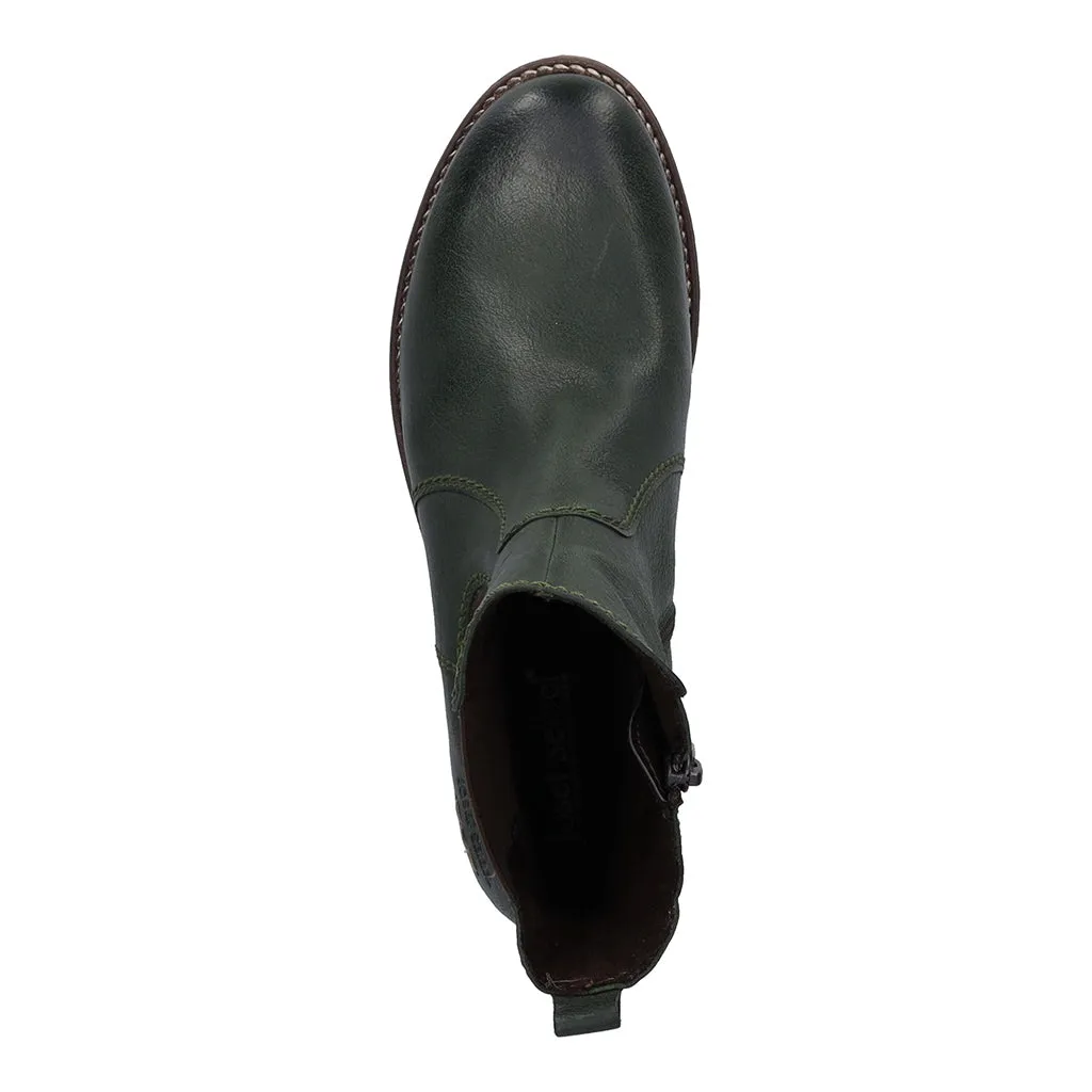 Josef Seibel Sienna 80 Ladies Olive Leather Side Zip Ankle Boots