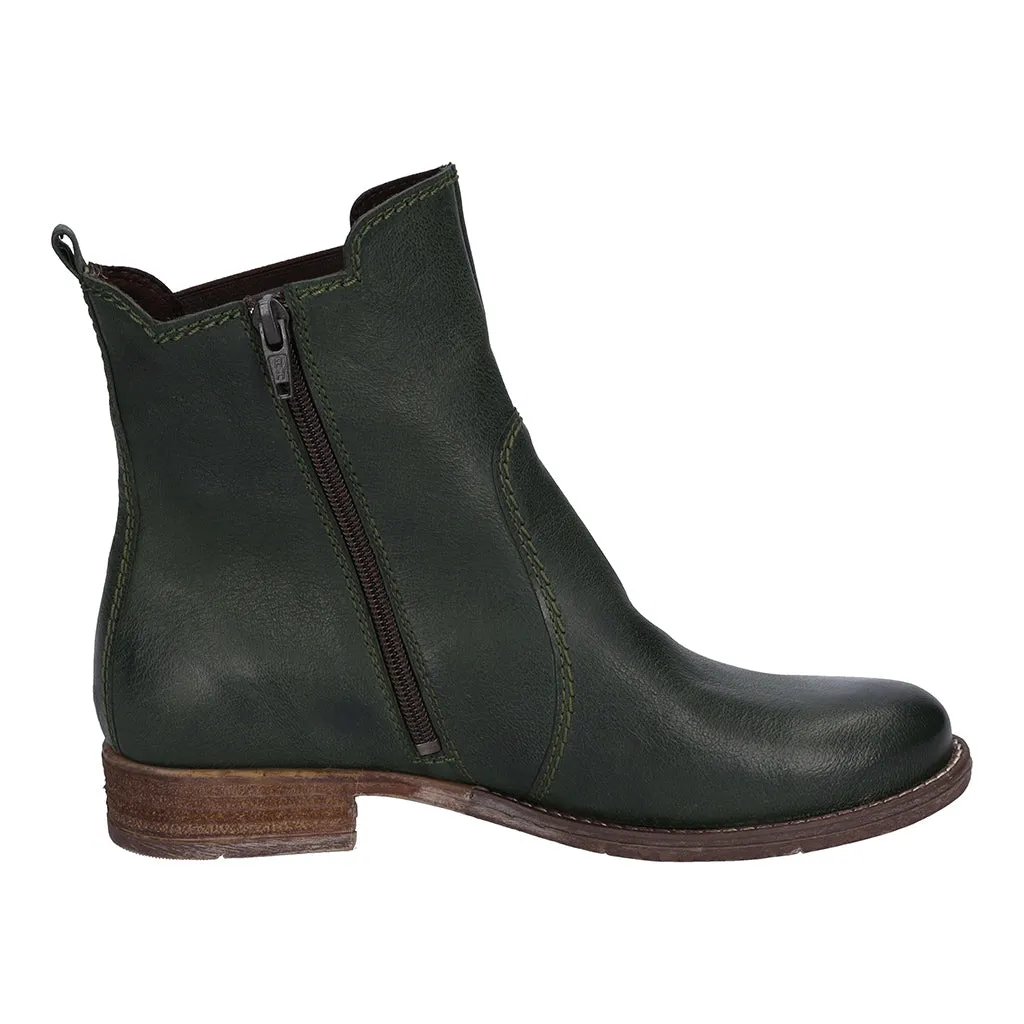 Josef Seibel Sienna 80 Ladies Olive Leather Side Zip Ankle Boots