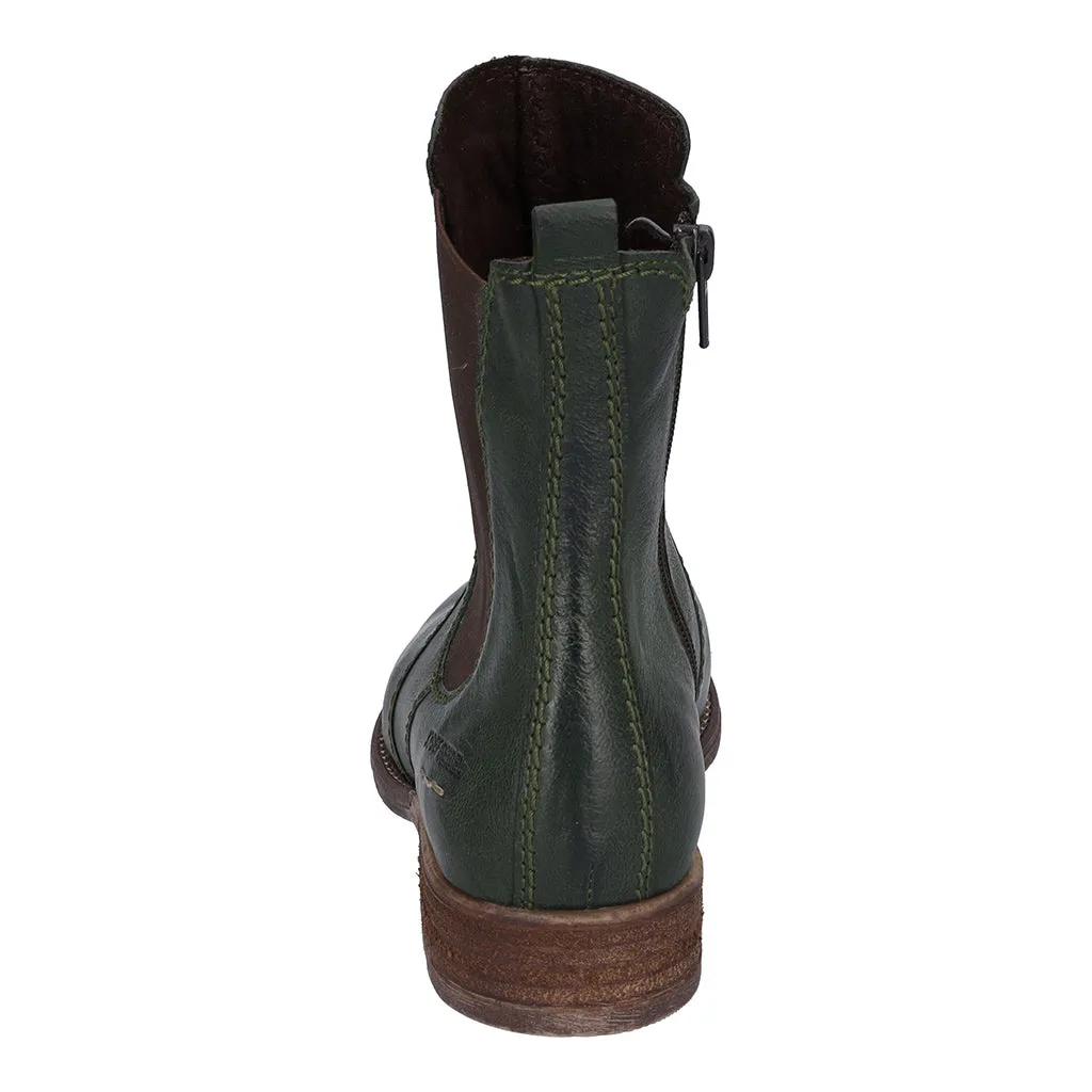 Josef Seibel Sienna 80 Ladies Olive Leather Side Zip Ankle Boots