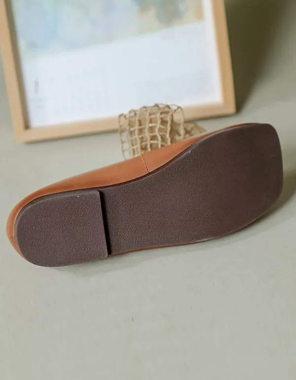 Leather Slip-on Bowknot Women's Flats