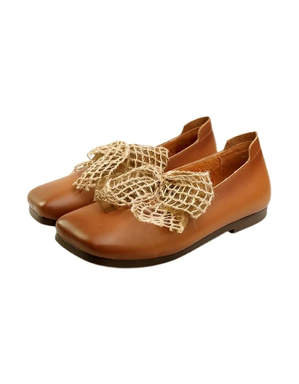 Leather Slip-on Bowknot Women's Flats