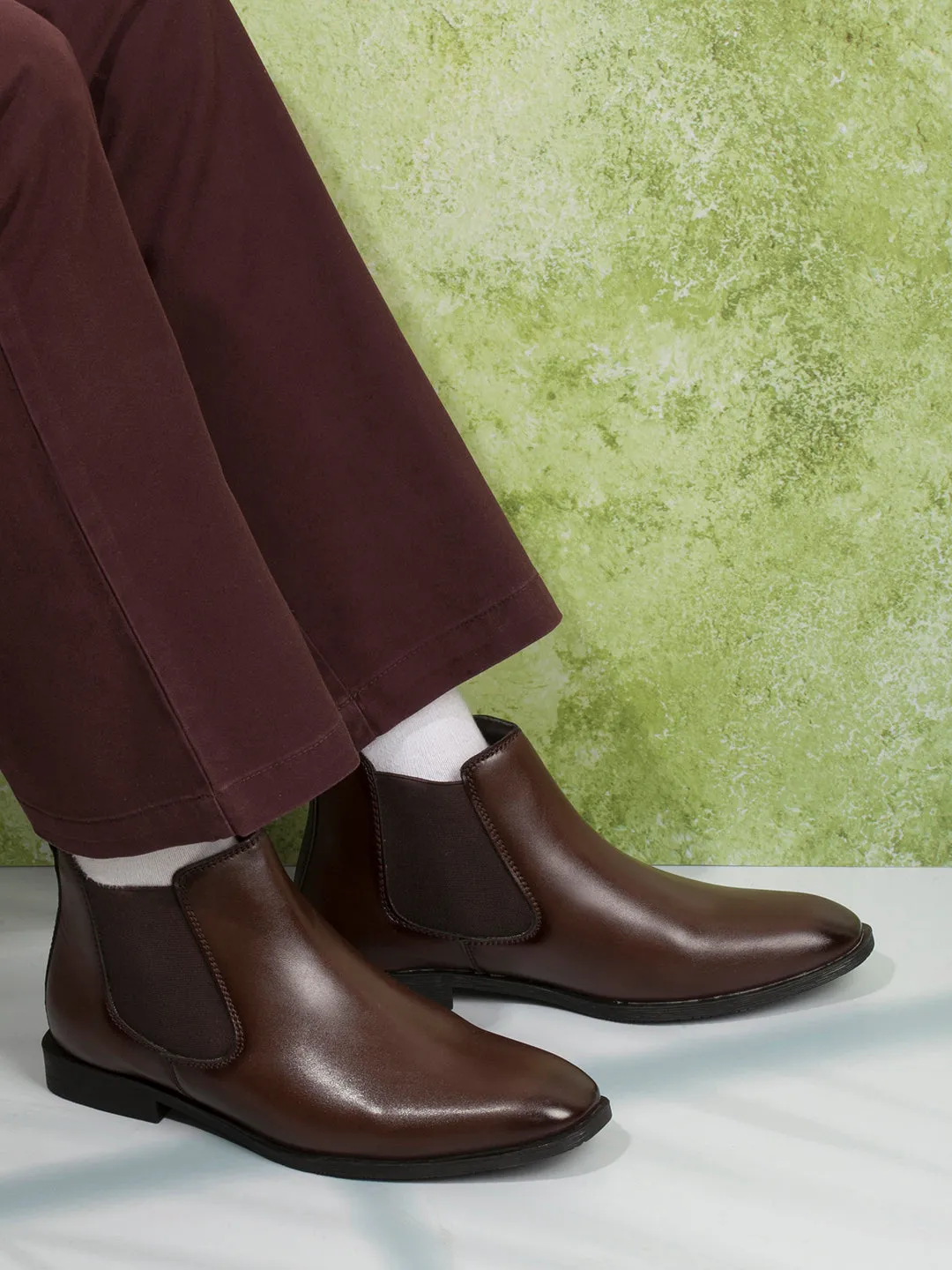 Men's Brown Chelsea Formal Slip On Boots (IX3039)