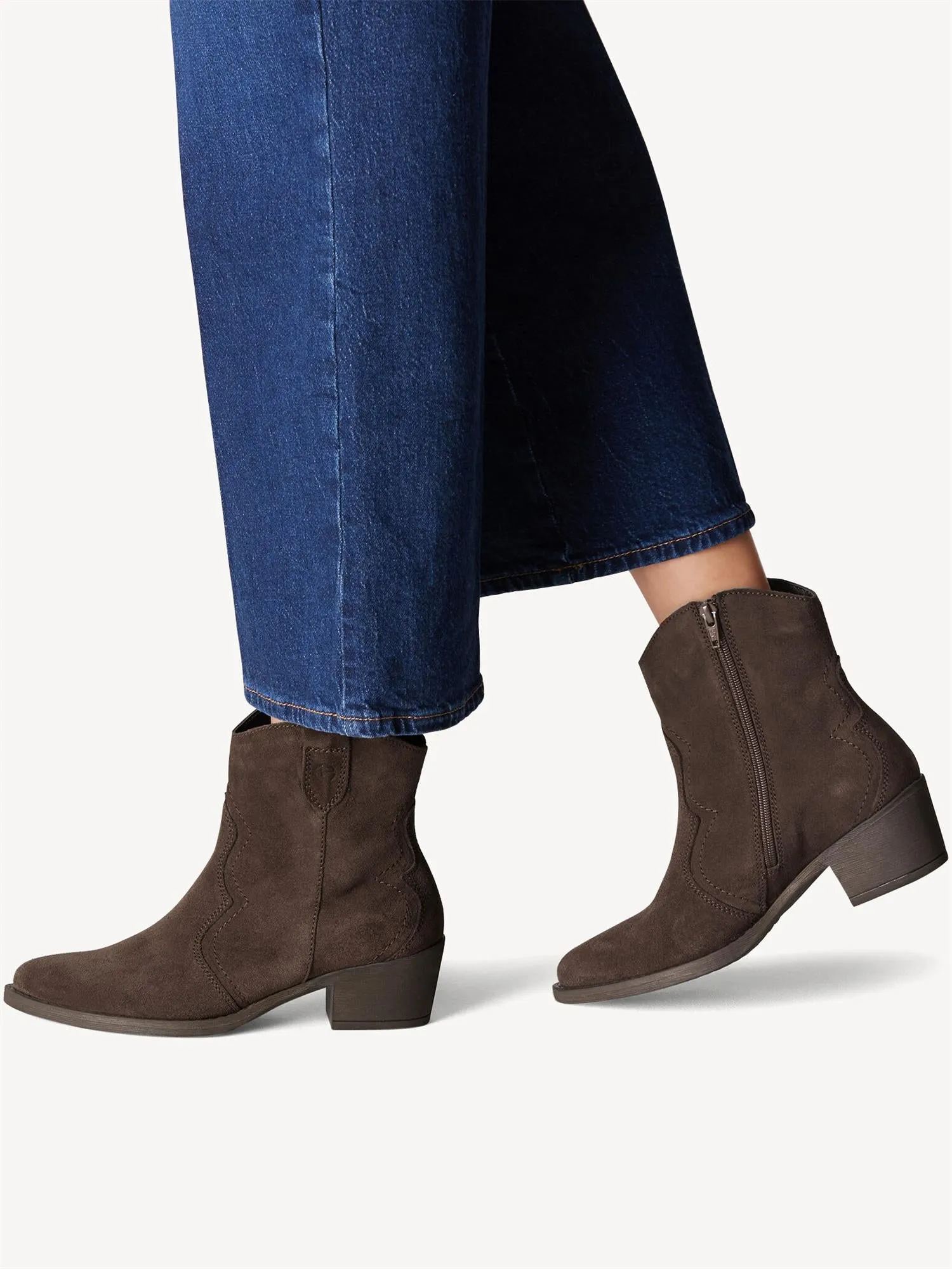 MØRK BRUN TAMARIS LAV COWBOY BOOTS