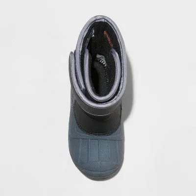 New - Cat & Jack Toddler Faux Leather Hook-And-Loop Ankle Winter Boots Waterproof