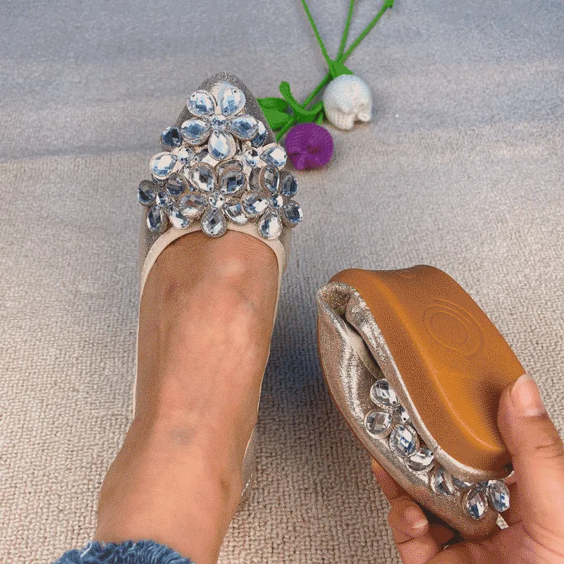 vanccy  Casual Comfort Dressy Flats For Wedding Bling Sparkly Bridal Shoes CF204