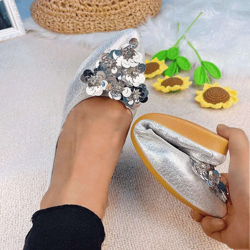 vanccy  Casual Comfort Dressy Flats For Wedding Bling Sparkly Bridal Shoes CF205