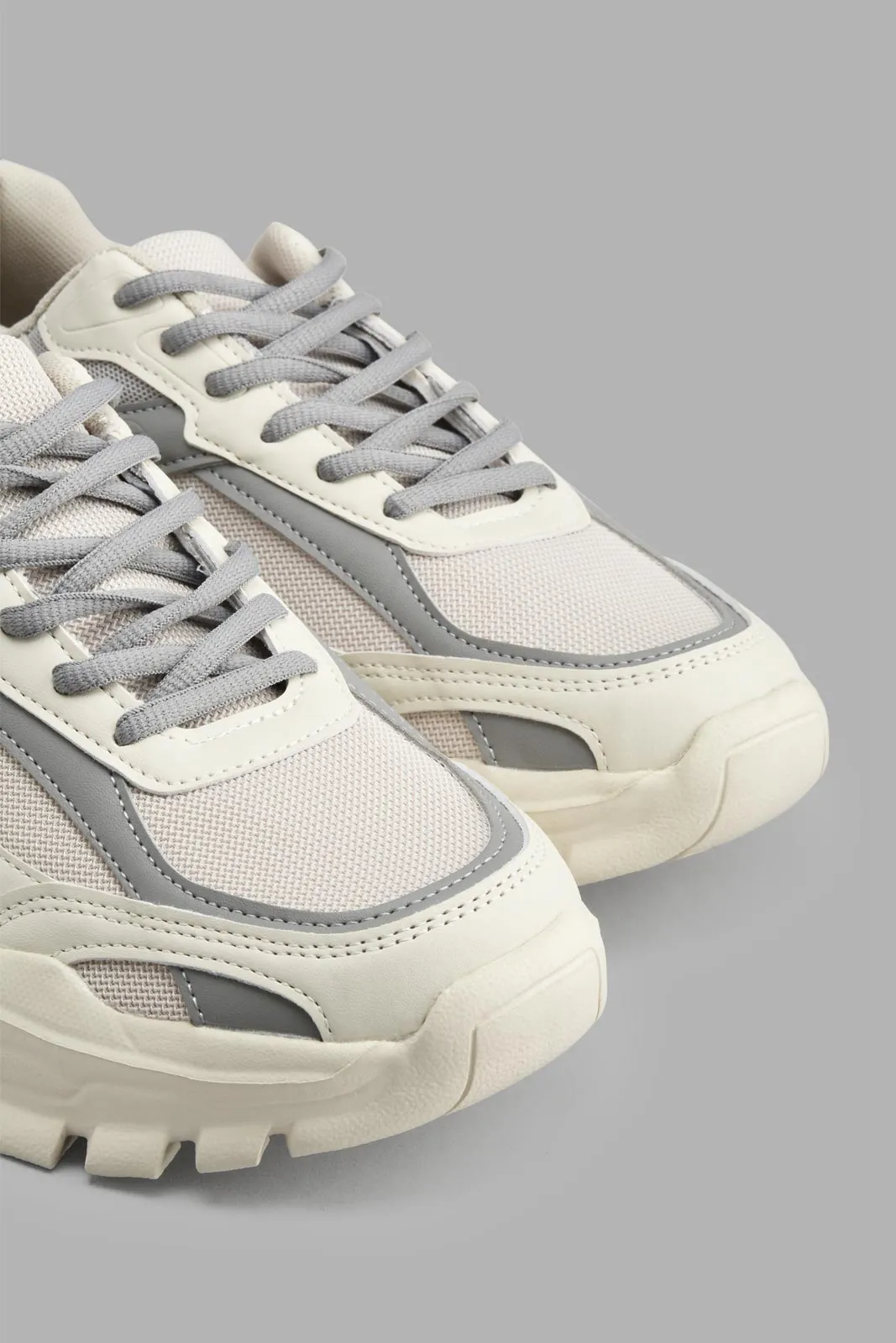 White And Grey Chunky Sneaker