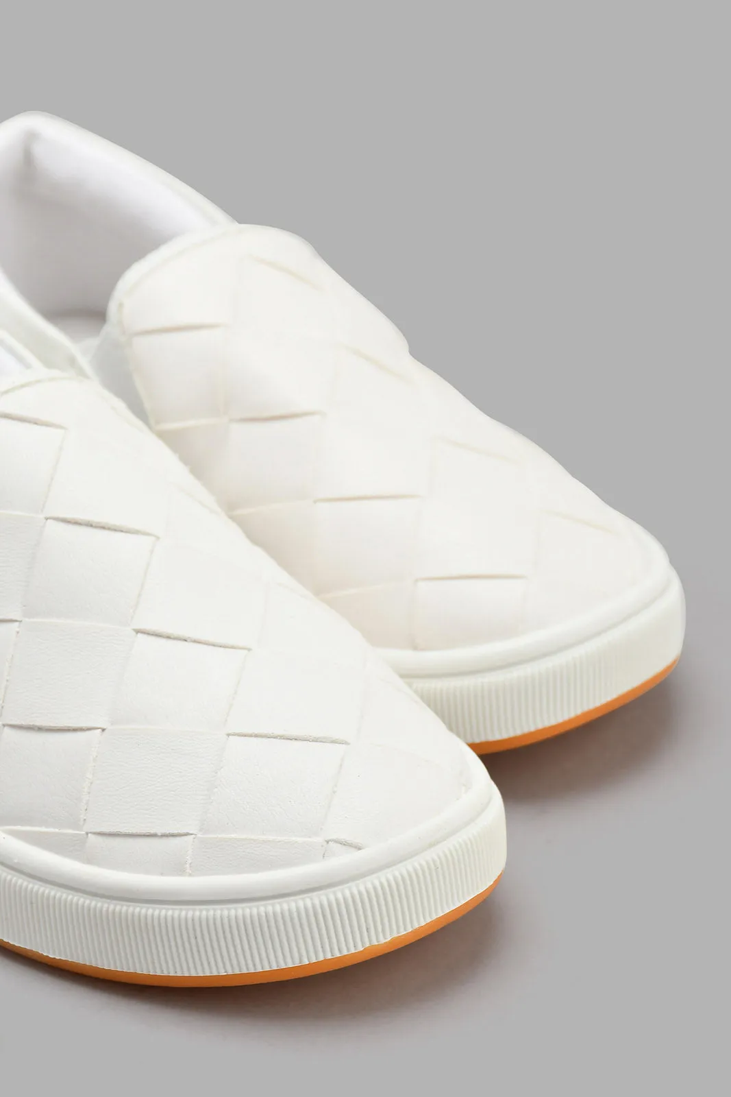 White Woven Slip-On Shoe